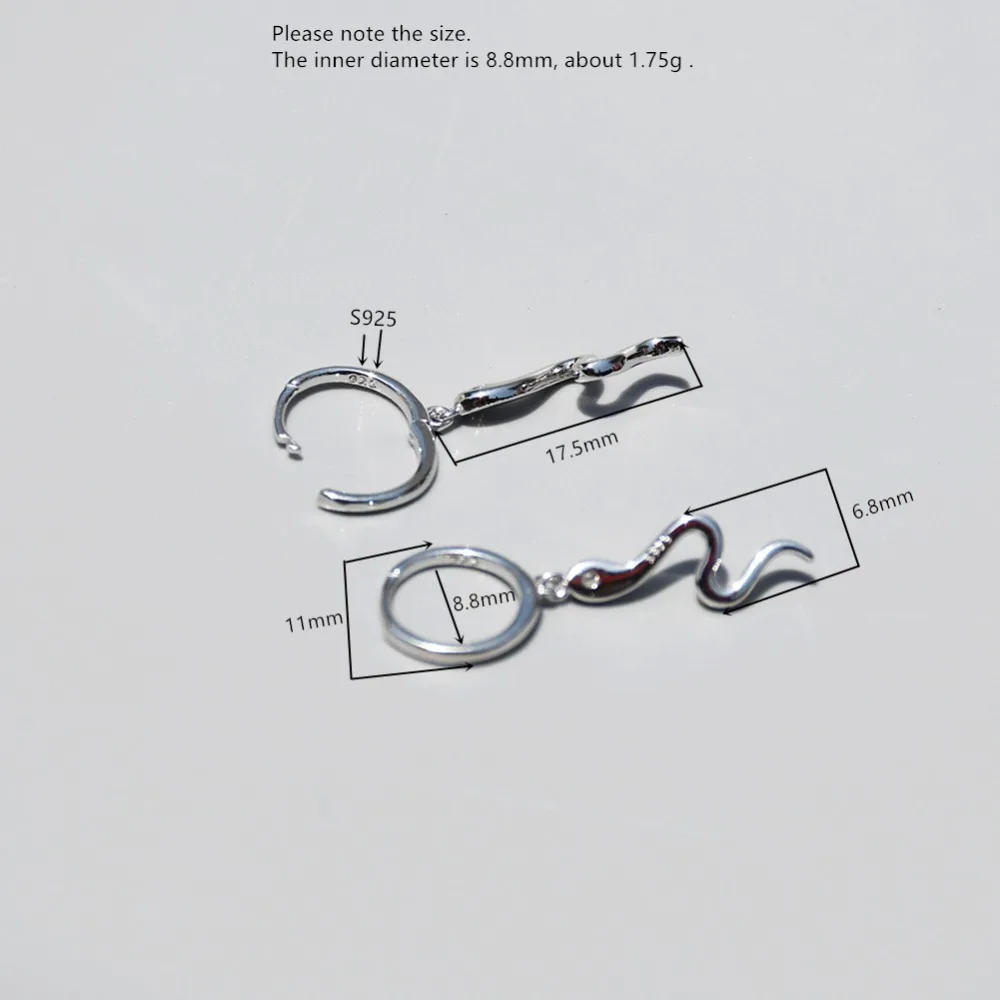 Женские серьги-змеи из серебра 925 пробы