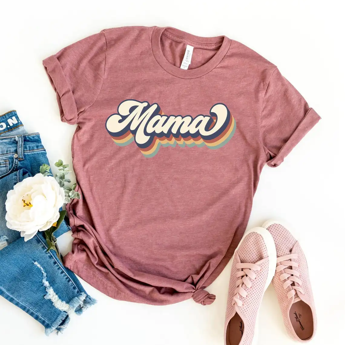 Ретро-футболка с надписью Мама-мама | Женская одежда