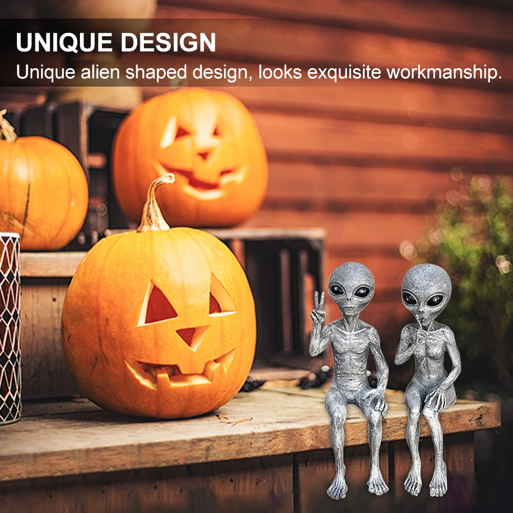 

2pcs/set Resin Garden Figurine Bedroom Indoor Outdoor Swimming Pool Lawn Desktop Art Alien Statue Home Decoration Sculptures