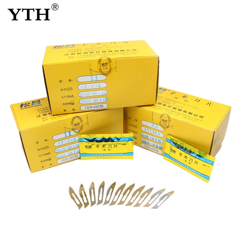 

YTH 500 Pcs Surgery Scalpel Opening Scalpel blade Disposable blade Stainless Steel DIY Cutting Multi Knife PCB Repair Tools