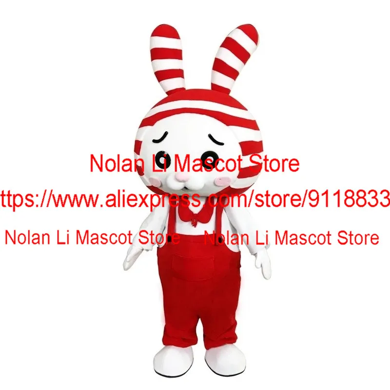 

Customized Cute Striped Bunny Mascot Costume Cartoon Suit Adult Role-Playing Party Game Fancy Dress Ad Display Christmas 1225