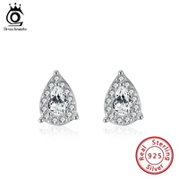 orsa jewels solid 925 silver stud earring triangel design shiny aaaa zircon elegant brincos for female anniversary present se317