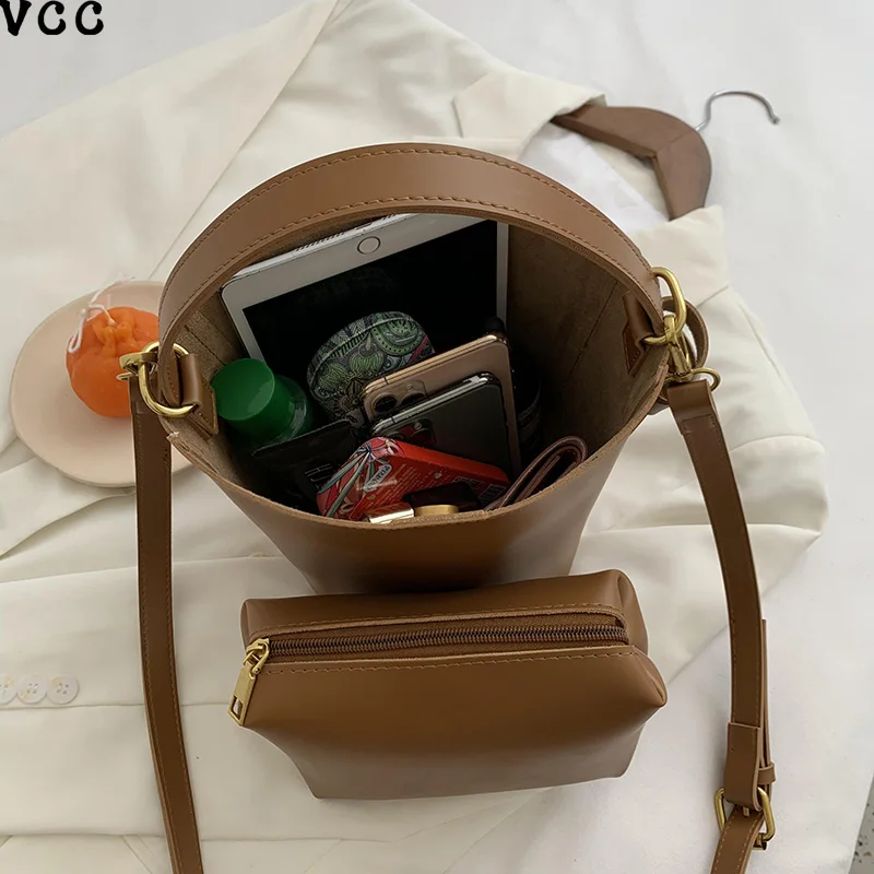 

Trendy Retro Bucket Bag Bags For Women New Fashion Portable Messenger Shoulder Bag Western Style All-match HandbagsShopper Bag