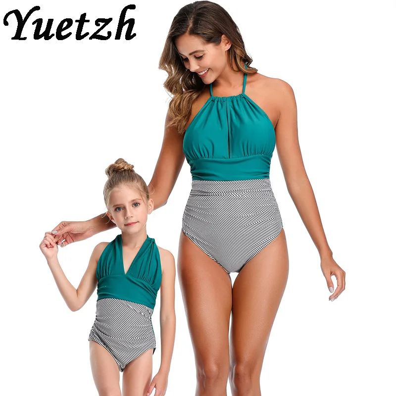 Женский купальник для девочек 2020 купальные костюмы Цельный мужчин и детей