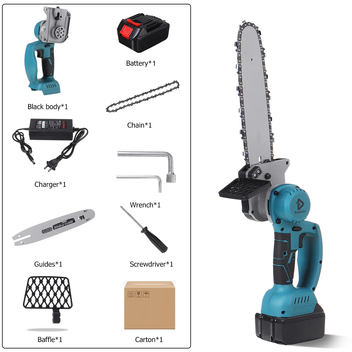 

Cordless 8/10 Inch Electric Chain Saw Rechargeable Pruning Saw Chainsaw Woodworking Garden Tree Trimming Saw For Makita Battery