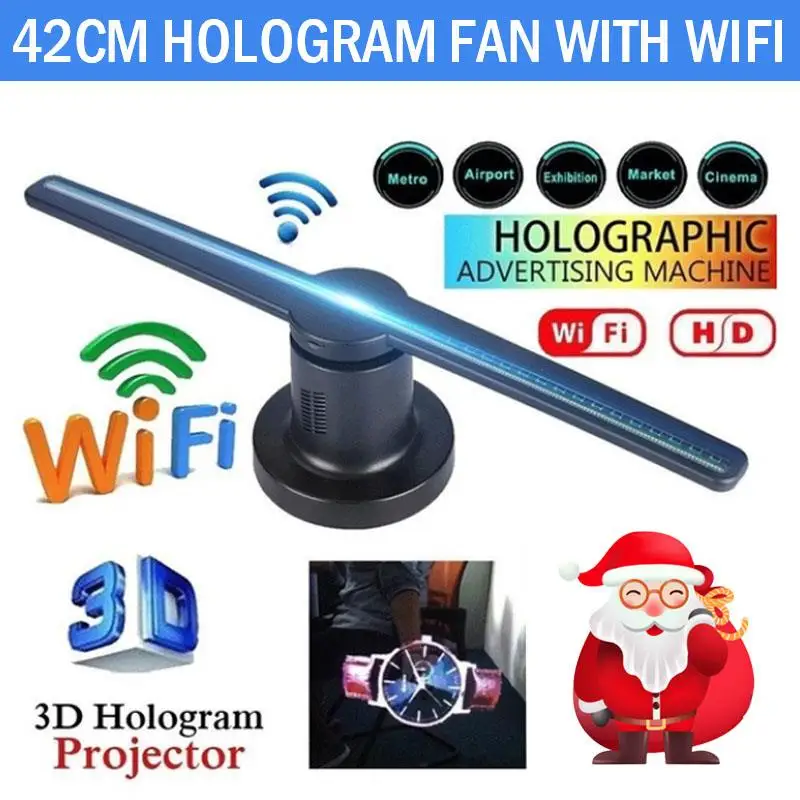 

3D Hologram Dispaly Projector Fan New 3D Hologram Projector Fan 3D Hologram Projector Fan 42cm Funny Wifi 224 LEDs with 16G TF