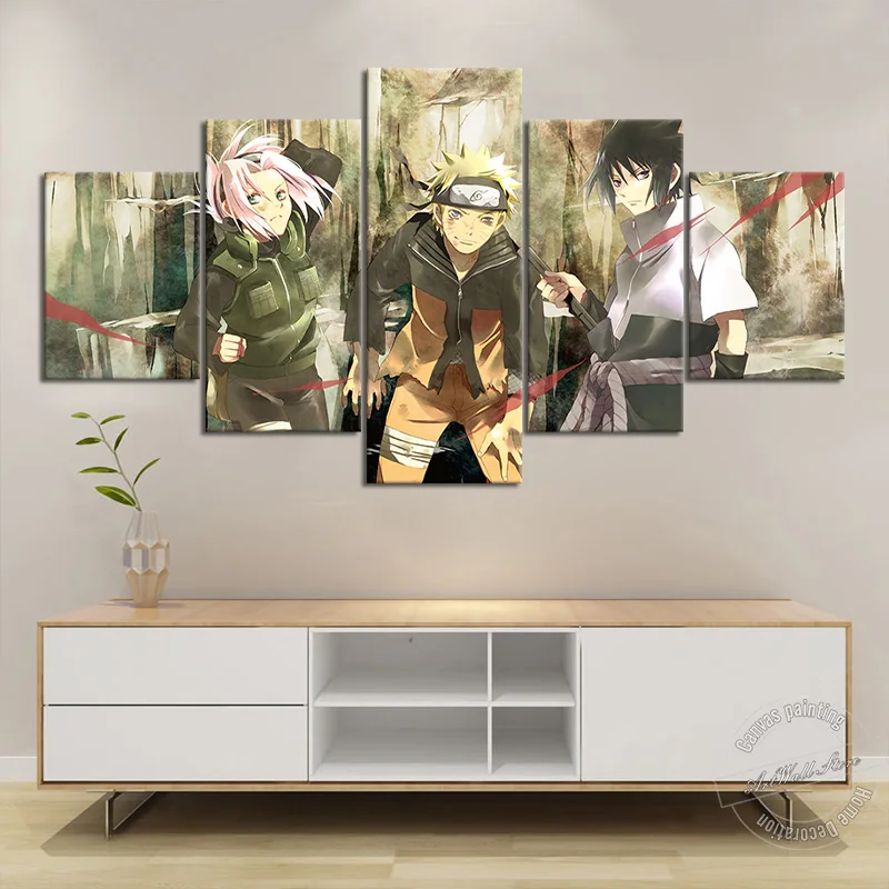 

No Frame Anime Poster Ninja Figure Ninja Sasuke and Sakura Haruno Retro Style Canvas Painting Wall Pictures for Living Room