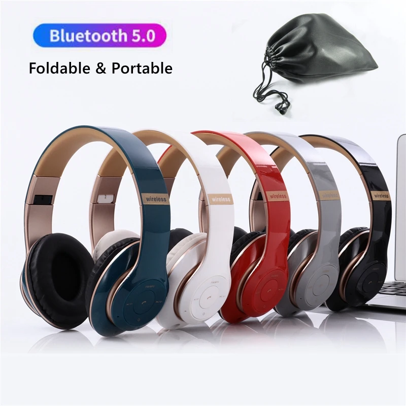 Складные Bluetooth наушники с микрофоном шумоподавление сумкой для хранения и ТВ ПК