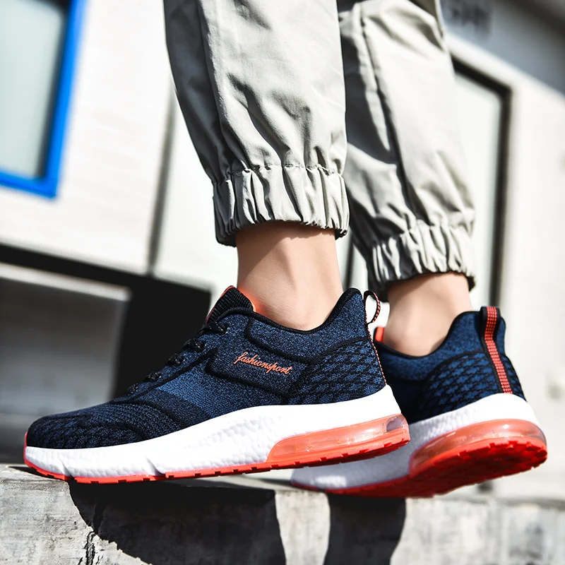 

Spring Summer Fashion Casual Shoes Comfortable High Elastic Flying Woven Sneakers Men's Popcorn Air Cushion Anti-Odor Sneakers