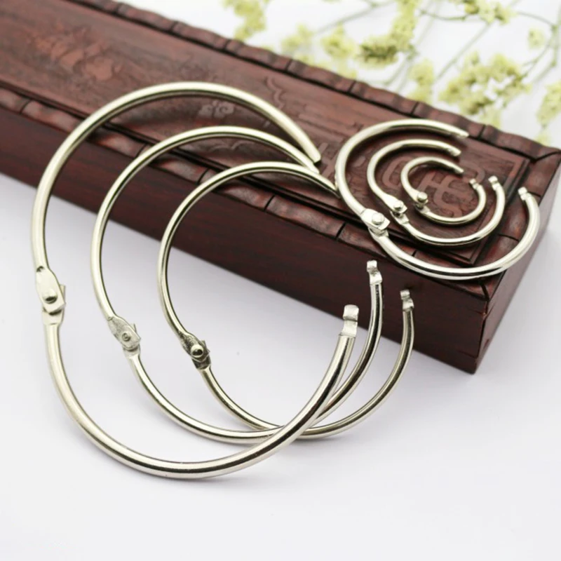 

5pcs Metal Loose Leaf Book Binder Hinged Rings DIY Album Scrapbook Clips Keychain Desk Calendar Circle Office Accessories