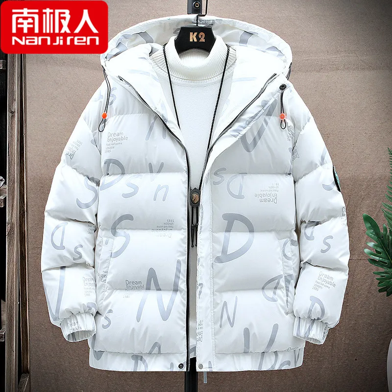 Men's down Jacket Winter New Trendy Fleece Lined Padded Warm Keeping Coat Windproof Men's Top Clothing
