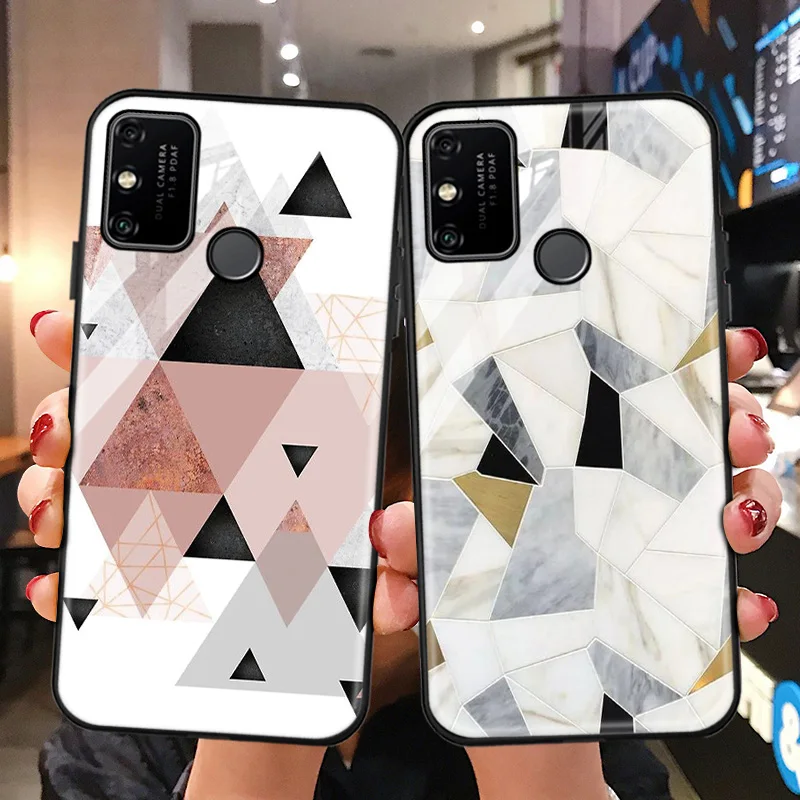 

For Huawei P30 Lite Case Tempered Glass Case For Huawei P Smart 2021 2019 Z P20 Lite P30 Pro P40 P50 Cover Marble Bumper Coque