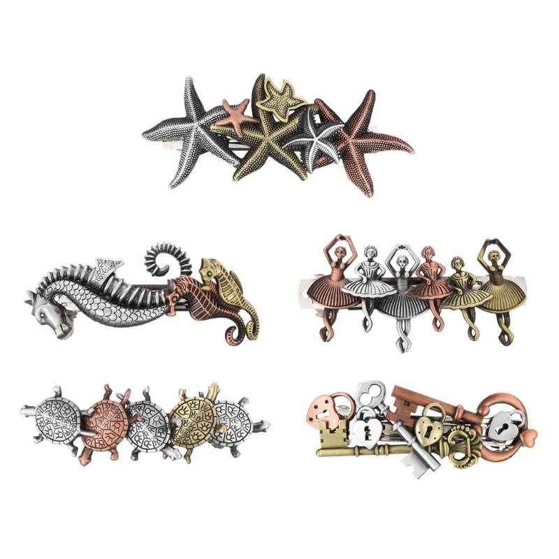 

5Pcs Vintage Hair Barrettes Retro French Hair Pins Butterfly Dolphin Hair Clips XX9D