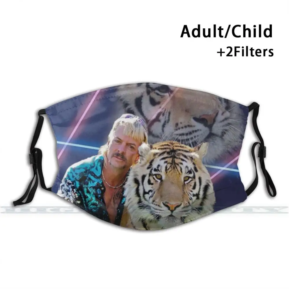 

Joe Exotic And Tiger Lasers 80s Yearbook Montage Tiger King Fashion Print Reusable Funny Pm2.5 Filter Mouth Face