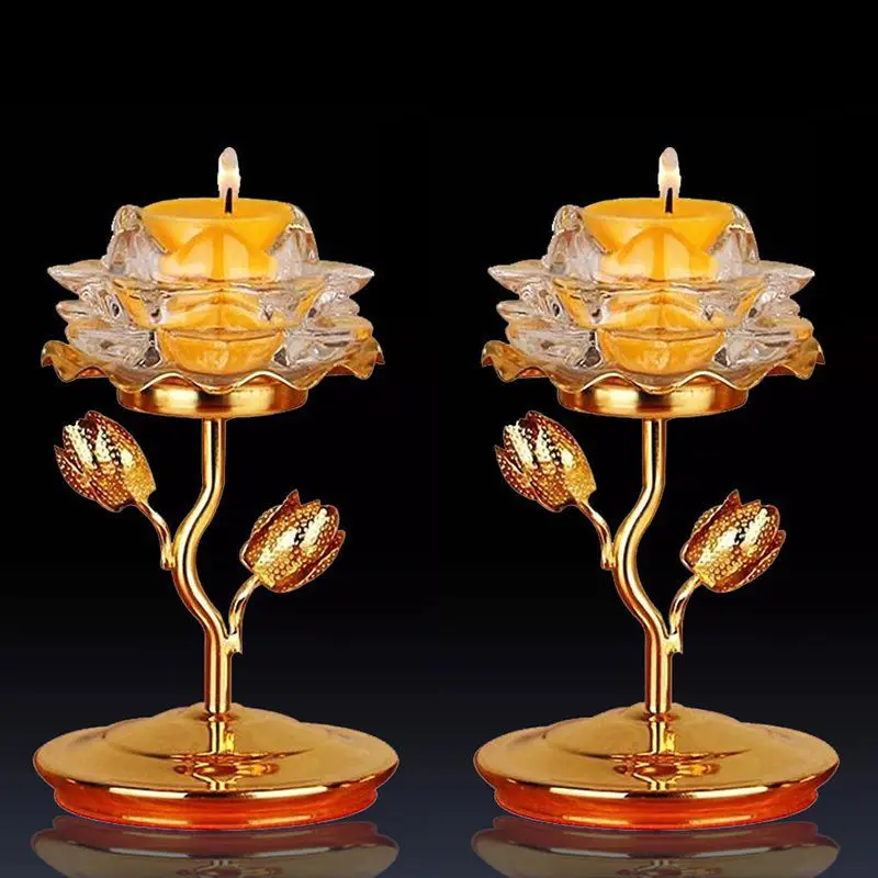 

New Year Candle Holder Home Decor Buddhist Supplies, Lotus Candlestick, Lamp Holder Candlesticks for Candles Wedding Decoration