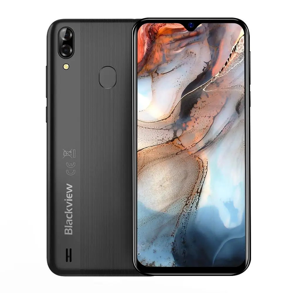 

Blackview A60 Plus Android 10 4080mAh Smartphones Quad Core Cell phone 4GB + 64GB Waterdrop Screen Face ID 4G Mobile Phones