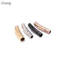 ciseng 1pc stainless steel bayonet clasp open round buckle end clasp connector fit 3 4 5 6mm leather jewelry making findings