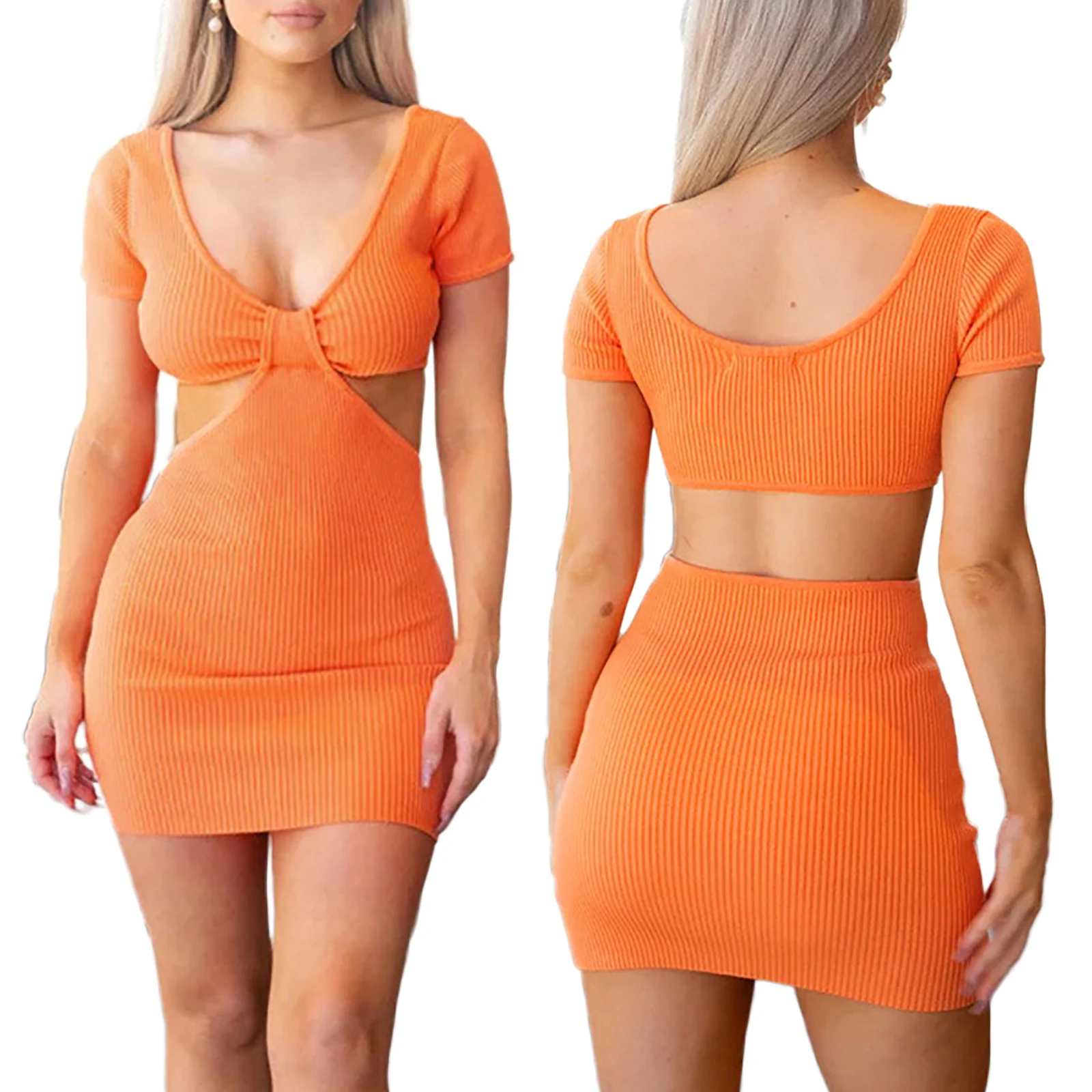 

Geometric Pattern Halter Dress Sets Sexy Women Sleeveless Cutout Front Sundress Party Club Backless Tie Up Short Sheath Dress