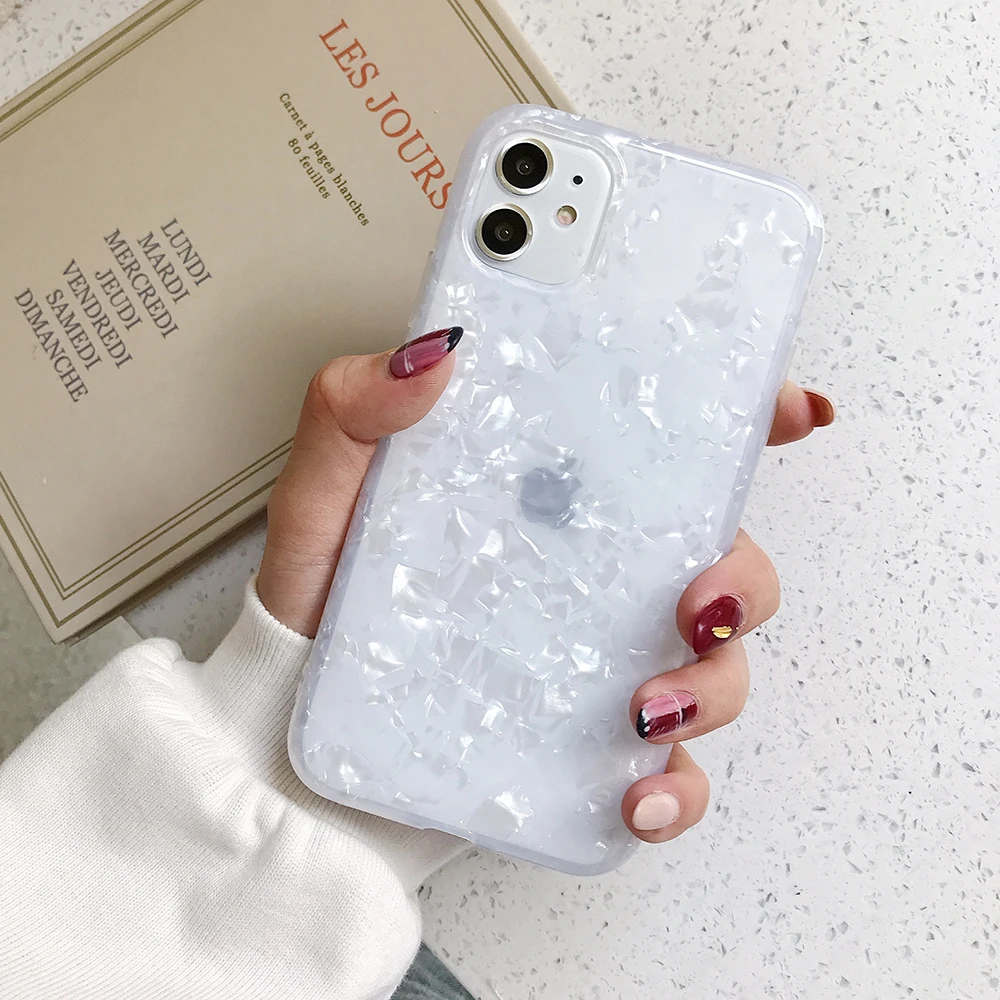 h Чехол для телефона LOVECOM для iPhone 11 Pro Max XR XS Max 6 6S 7 8 Plus X Dream Conch Глянцевая мраморная мягкая IMD задняя крышка на весь корпус подарки - Цвет: h