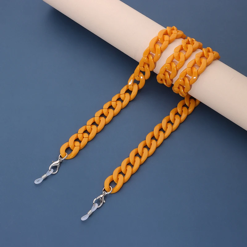 

75cm Acrylic Sunglasses Chain Women Anti Slip Reading Eyewears Ribbon Clip Mask Holder Neck Strap Lanyard Geometric Solid Color