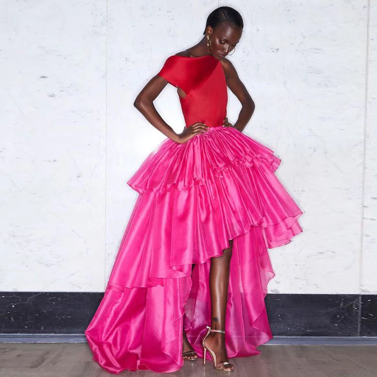 

Женские розовые юбки с заниженной талией, пышная модная Макси-юбка на заказ, пышная розово-красная юбка в несколько рядов, длина до пола