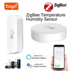 Умный датчик температуры и влажности Tuya ZigBee, работает от аккумулятора, работает с Alexa Google Home