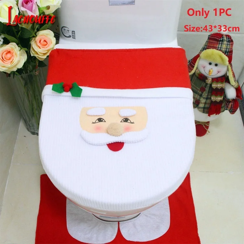 1PC Рождественские украшения для дома Noel Navidad накидка на сиденье для унитаза Natal набор для ванной комнаты navidad decoraciones para el hogar - Цвет: 1PC