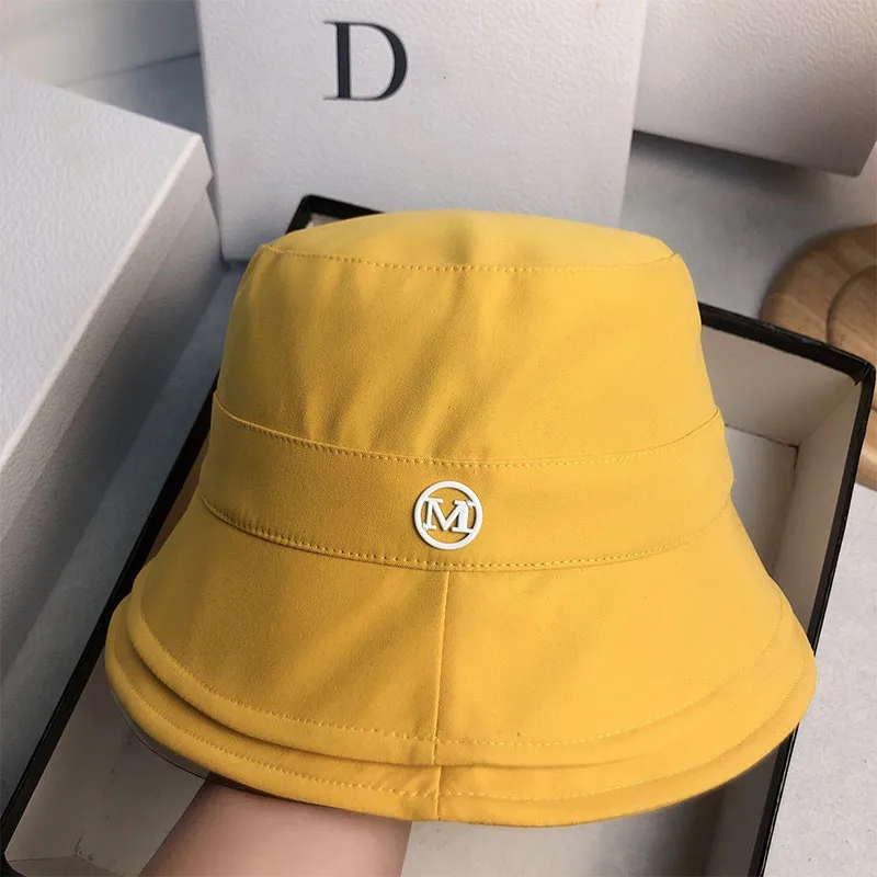 QPALCR Brand Luxury Bucket Hats Women Fashion Black Panama Hat For Women Summer Sun Hat Cap Flat Letter Outdoor Travel Bob Caps