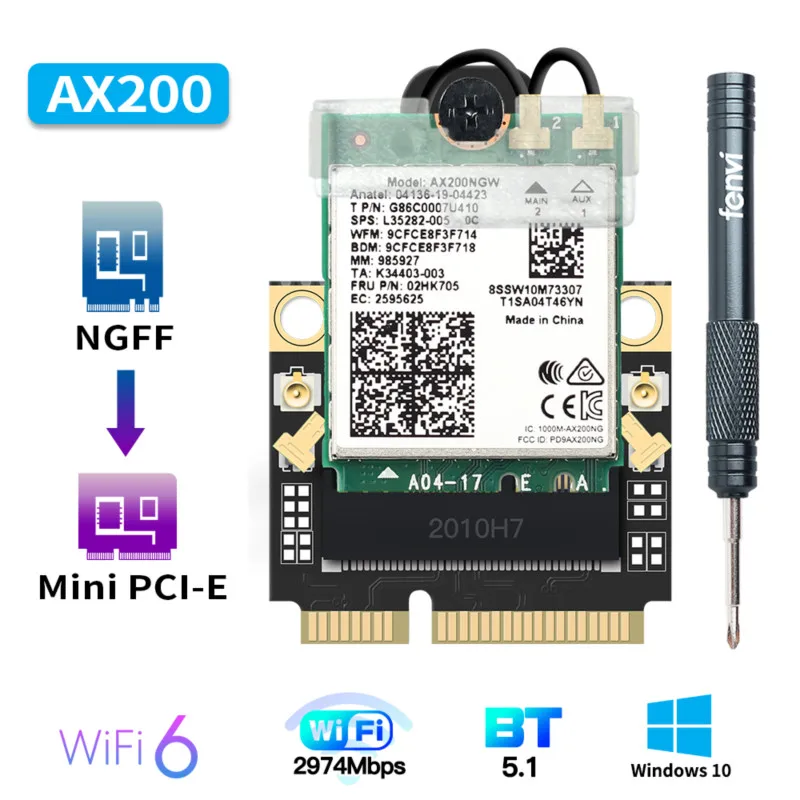 2974 Мбит/с для Intel AX210 Mini PCI-E Wi-Fi 6E адаптер двухдиапазонный беспроводной Bluetooth 5 2 4G/5