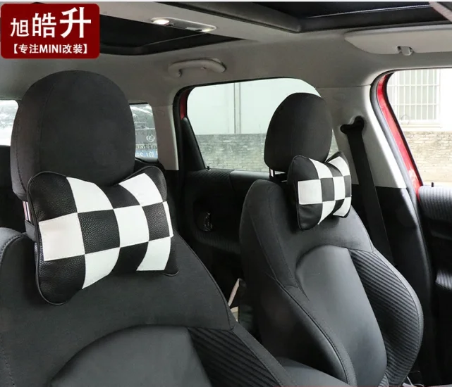 Пара Автомобильных Подушек для шеи искусственная защита головы черно-белый