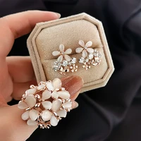 kioozol korean fashion opal flower petal stud earrings with rings for womens jewelry set wedding party accessories 2021 017 ko2