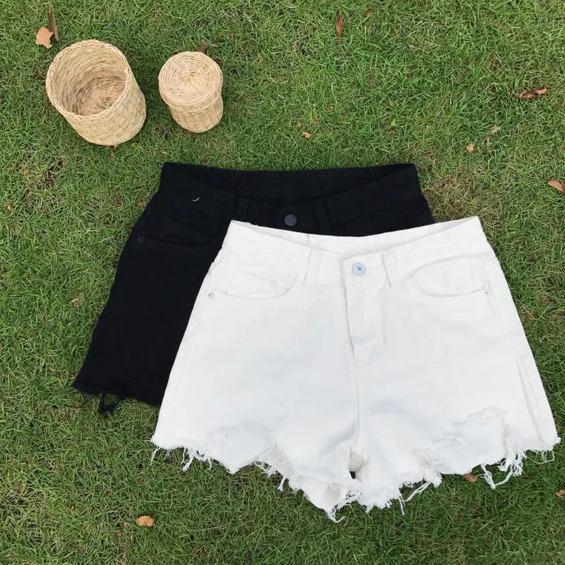 

Shorts Women Summer Breathable All-match High Waist Loose Korean Style Students Trendy Womens Solid Color White Black Summer New