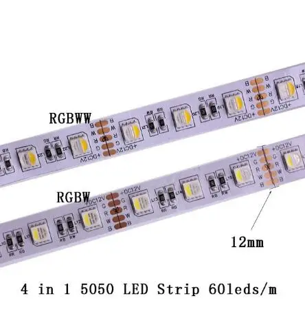4IN1 chip 12mm PCB Светодиодные ленты 5 м 2835 5730 5050 5054 RGB CCT RGBCCT RGBW/RGBWW теплый белый 60/120/240/480 светодиодный 4in1 12V 24V ленты светильник полосы Гибкие - Испускаемый цвет: 4IN1 chip 12mm PCB