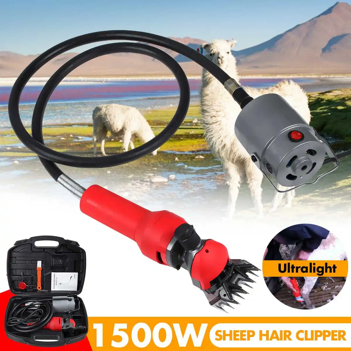 

1500W Ultralight Electric Sheep Goat Shearing Machine Clipper Farm Shears Cutter Wool Scissor Cut Machine With Box