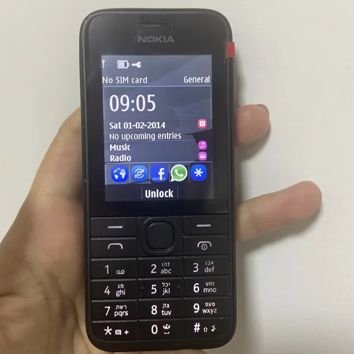 nokia 208 refurbished original mobile phones 208 one sim phone 2g3g gsm 1 3mp 105 0mah unlocked cheap celluar support hebrew free global shipping