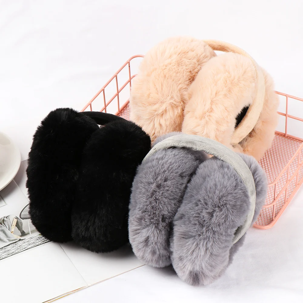 Зимние теплые плюшевые наушники мягкие стильные складные женские уличные лыжные