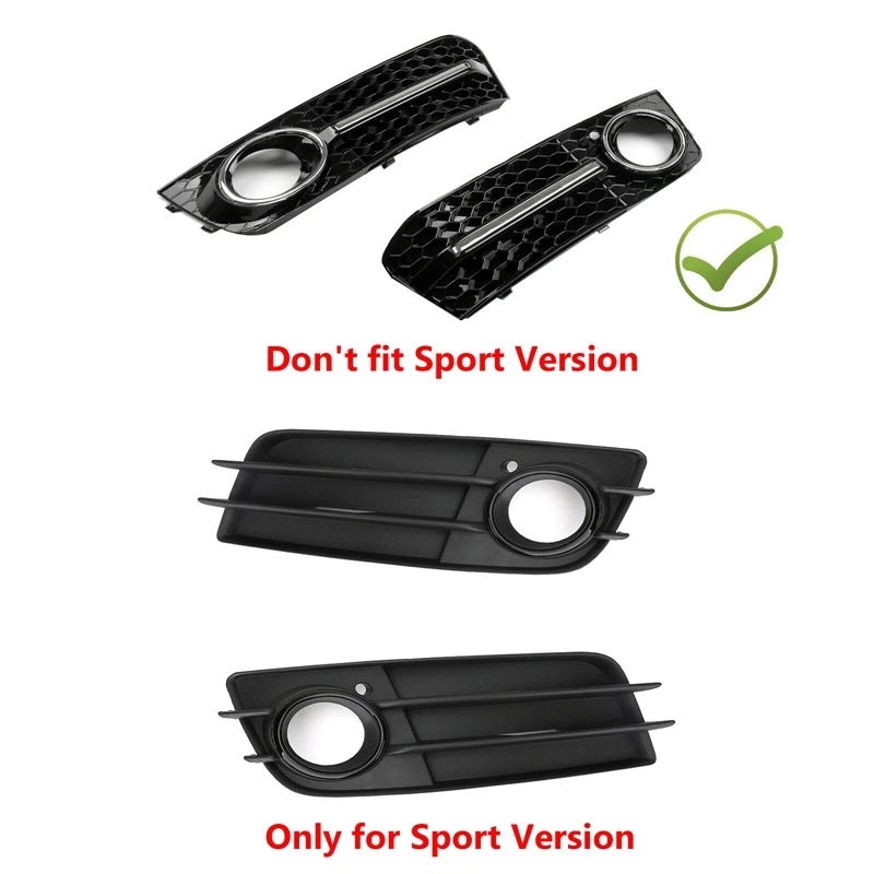 

RH Front Lower Bumper Fog Light Lamp Cover Grilles Grill Frame for - A4 B8 2008-2012