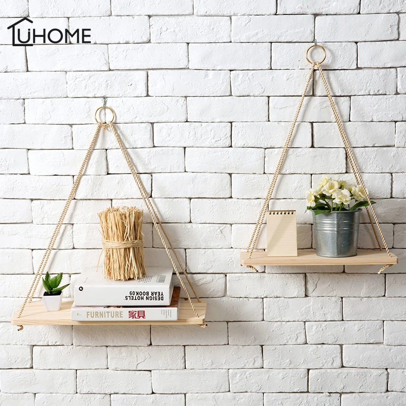 Хлопковая веревка висящая настенная полка для бонсай цветочный горшок