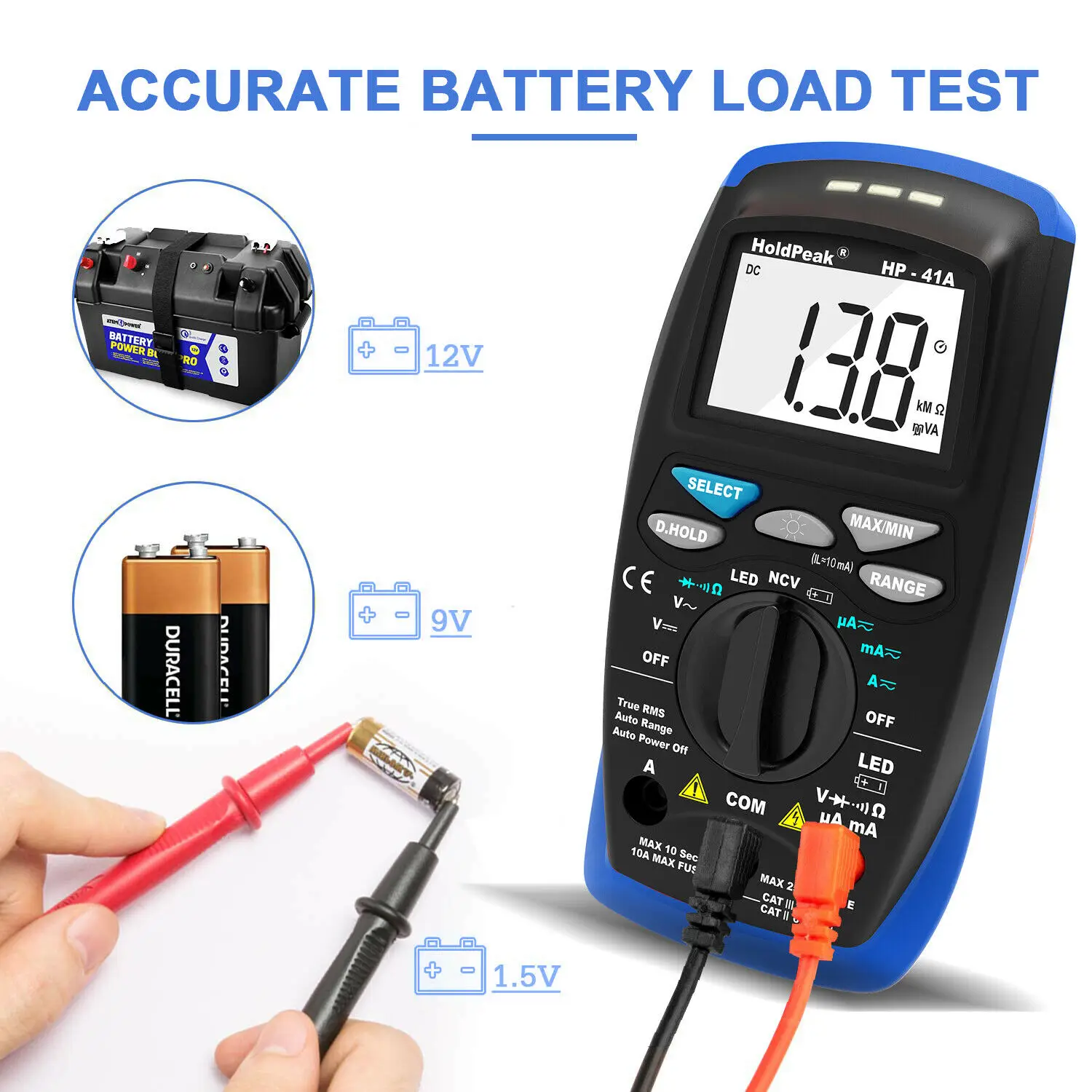 

Holdpeak HP-41A Digital Multimeter Ohm Resistance Meter True RMS Current AC DC NCV Professional Multimetro Tester wholesale