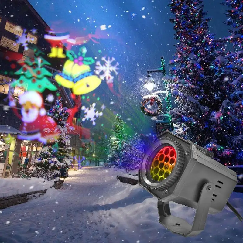 

LED Card Christmas Pattern Projector Outdoor Waterproof Colorful Rotating Laser Stage Light Home Halloween Xmas Decoration Lamp