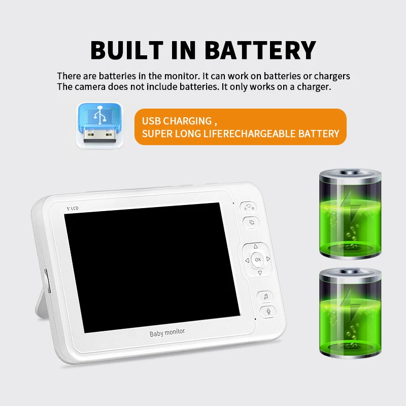 

Babyfoon Met 5 Inch Lcd 4MP Draadloze Video Kleur 2 Way Audio Talk Nachtzicht Surveillance Security Camera Babysitter