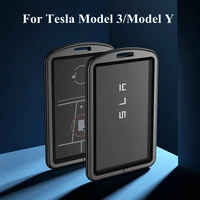 key card holder car shell cover key fob case aluminum alloy leather buckle for tesla model 3 model y car accessories