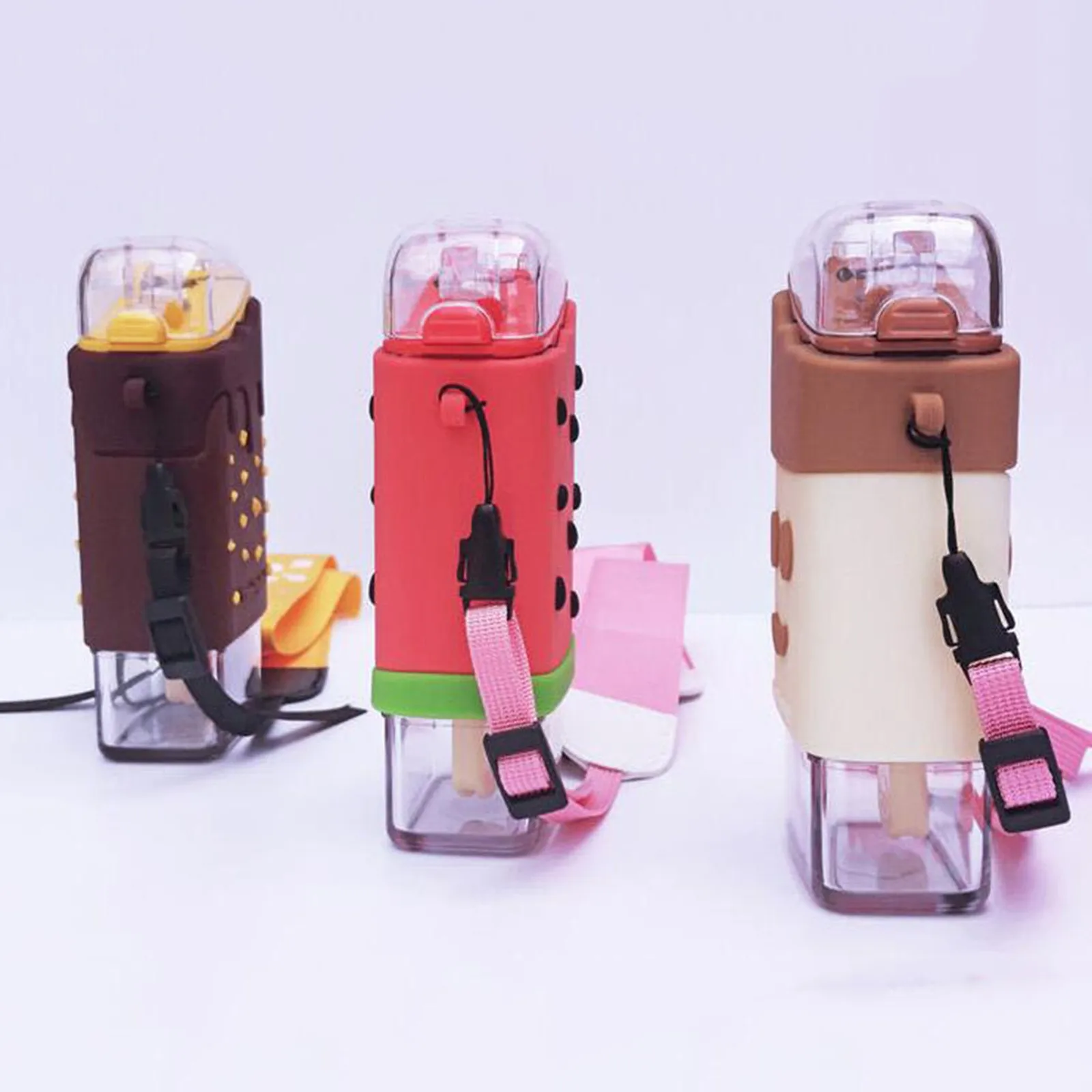 Мультяшная Милая бутылка для воды мороженого летняя креативная квадратная чашка