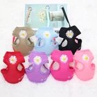 Шлейка для собак с вышивкой маргариток, воздухопроницаемая жилетка с поводком, модные аксессуары для маленьких собак чихуахуа