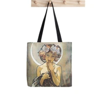 shopper the moon alphonse printed tote bag women harajuku shopper funny handbag girl shoulder shopping lady canvas bag
