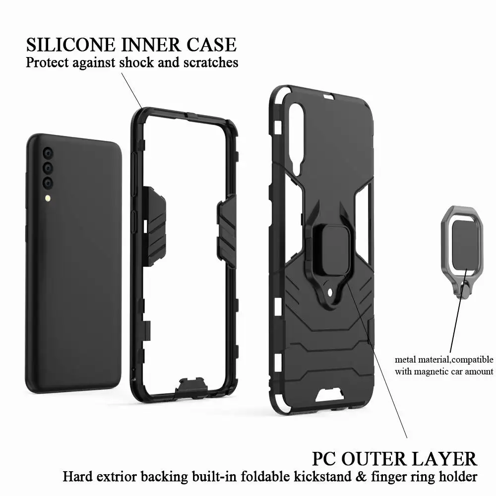 Жесткий кольцо Броня чехол для samsung A10 A20 A30s A40S A50s A60 A70 a70s A80 A90 5G galaxy a7 a9 a8 plus противоударный чехол-накладка
