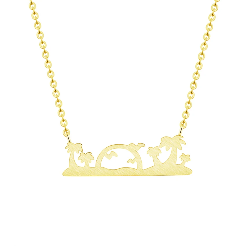 Пляж пальмы медальон в форме солнца ожерелье Рождественский подарок для подруги