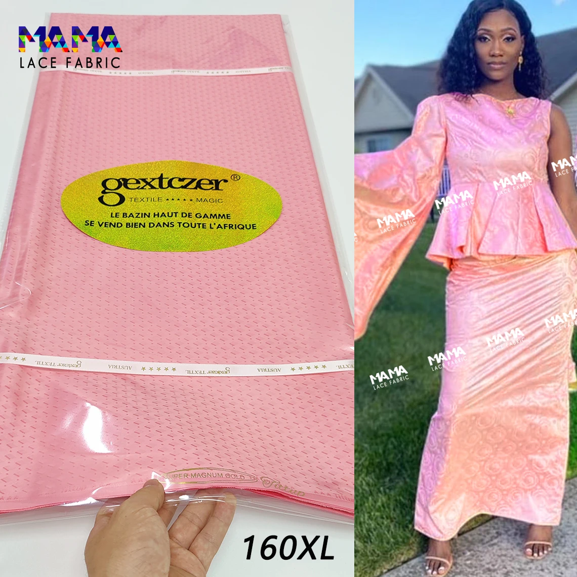 

African Atiku Fabric For Men 2022 Original Pure Basin Riche Atiku Fabric Foam Printing Basin Tissu 160CM XL For Wedding Material