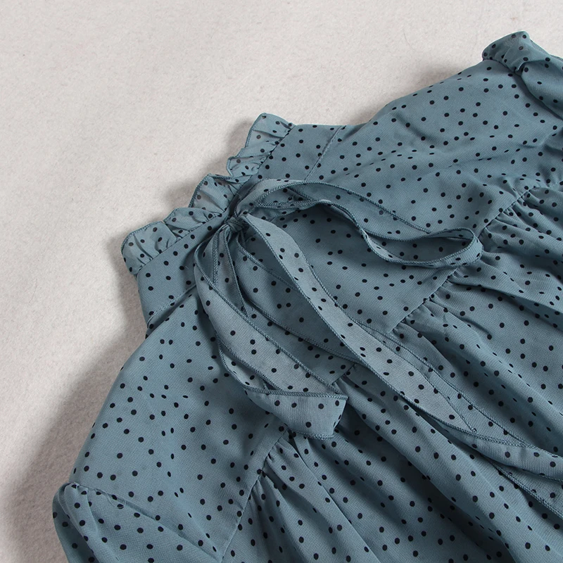 Женская шифоновая блузка TWOTWINSTYLE летняя в Корейском стиле горошек с воротником