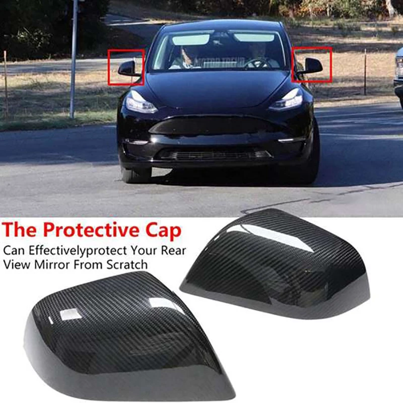 

Car Dry Carbon Fiber Side Mirror Cover for Tesla Model S 2017-2020 Rear View Mirror Cover Trim Accessories,Bright Color